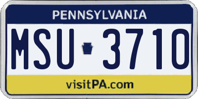 PA license plate MSU3710