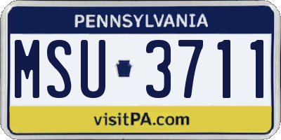 PA license plate MSU3711