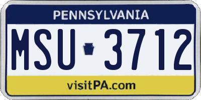 PA license plate MSU3712