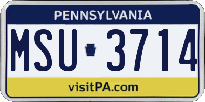 PA license plate MSU3714
