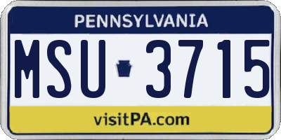 PA license plate MSU3715