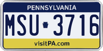 PA license plate MSU3716