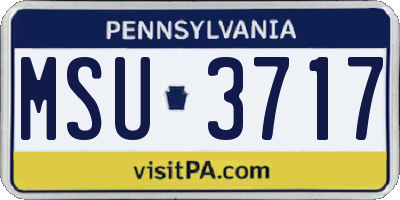 PA license plate MSU3717