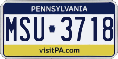 PA license plate MSU3718