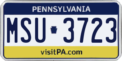 PA license plate MSU3723