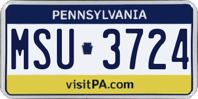 PA license plate MSU3724