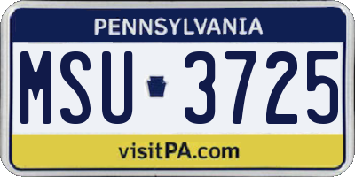 PA license plate MSU3725