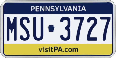 PA license plate MSU3727