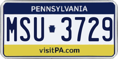 PA license plate MSU3729