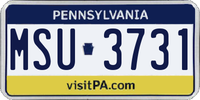 PA license plate MSU3731