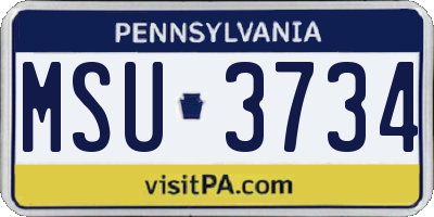 PA license plate MSU3734