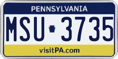 PA license plate MSU3735