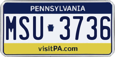 PA license plate MSU3736