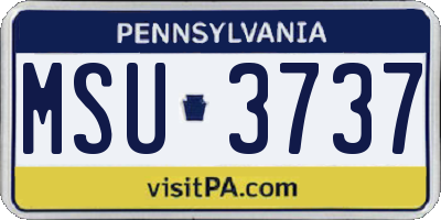 PA license plate MSU3737