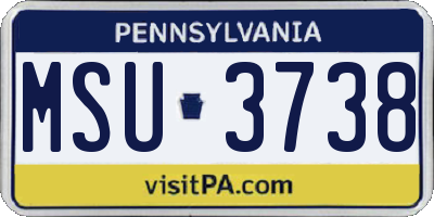 PA license plate MSU3738
