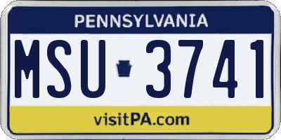 PA license plate MSU3741