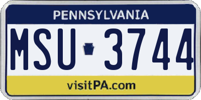 PA license plate MSU3744