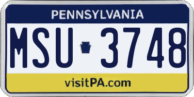PA license plate MSU3748
