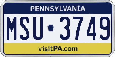 PA license plate MSU3749