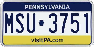 PA license plate MSU3751