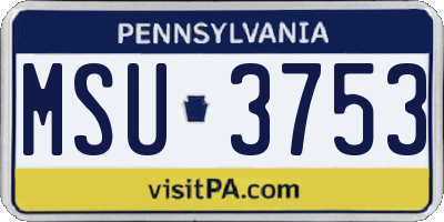 PA license plate MSU3753