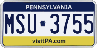 PA license plate MSU3755