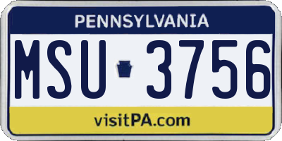 PA license plate MSU3756