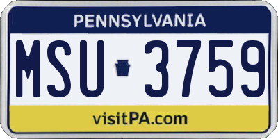 PA license plate MSU3759