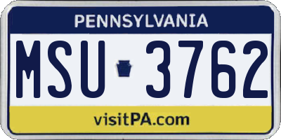 PA license plate MSU3762