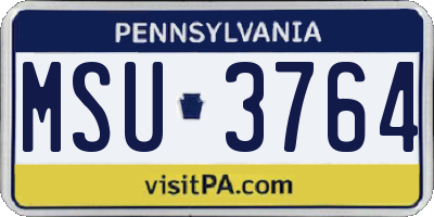 PA license plate MSU3764
