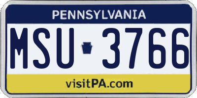 PA license plate MSU3766