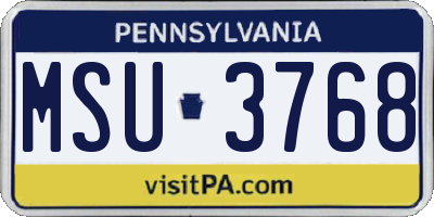 PA license plate MSU3768