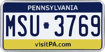 PA license plate MSU3769