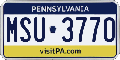 PA license plate MSU3770