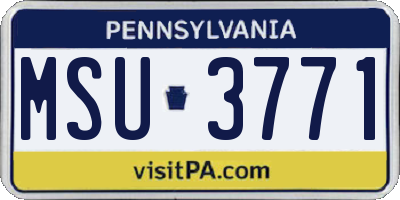 PA license plate MSU3771