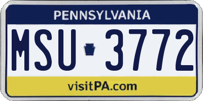 PA license plate MSU3772