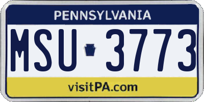 PA license plate MSU3773