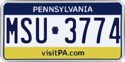 PA license plate MSU3774