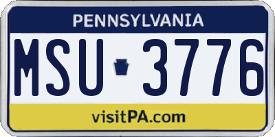 PA license plate MSU3776