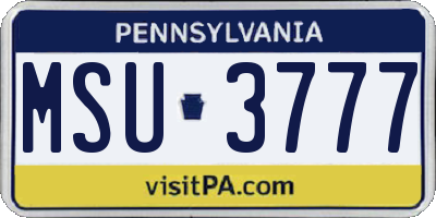 PA license plate MSU3777