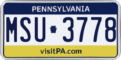 PA license plate MSU3778