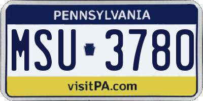 PA license plate MSU3780