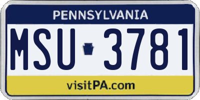 PA license plate MSU3781