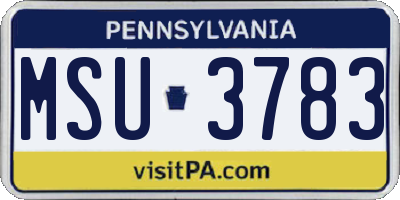 PA license plate MSU3783