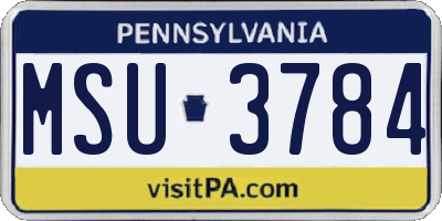 PA license plate MSU3784