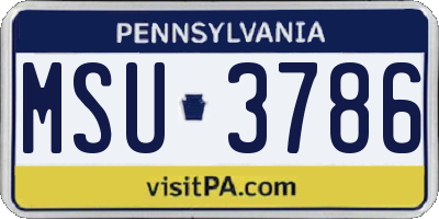PA license plate MSU3786