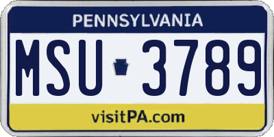 PA license plate MSU3789