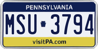 PA license plate MSU3794