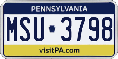 PA license plate MSU3798
