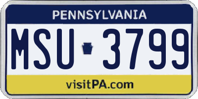 PA license plate MSU3799